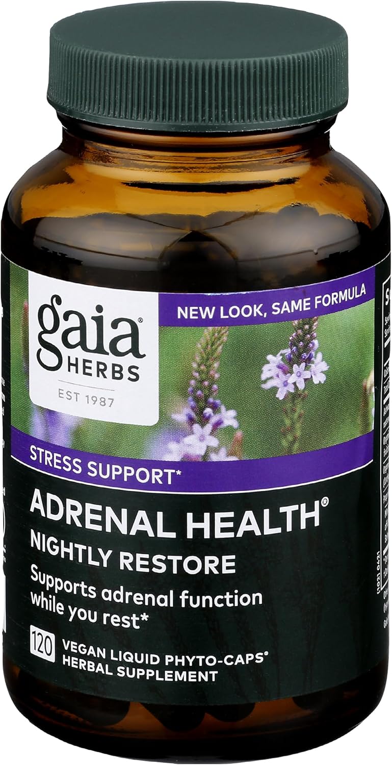 Gaia Herbs Adrenal Health Nightly Restore 120 Vegan Liquid Phyto-Capsules