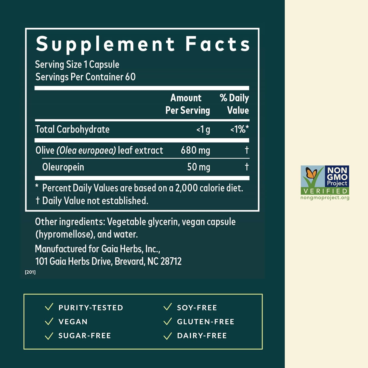 Gaia Herbs Olive Leaf Vegan 60 Liquid Phyto-Caps