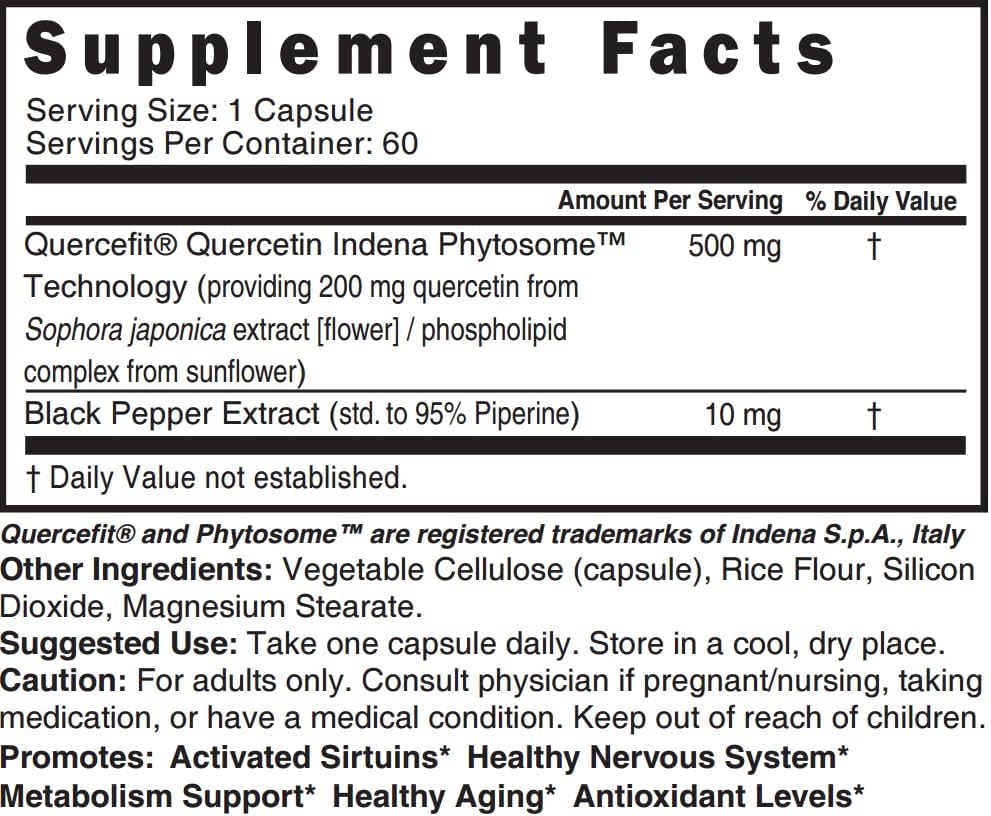 Nature's Fusions Nutri Quercetin With Piperine 500 mg 60 Vegan Capsules