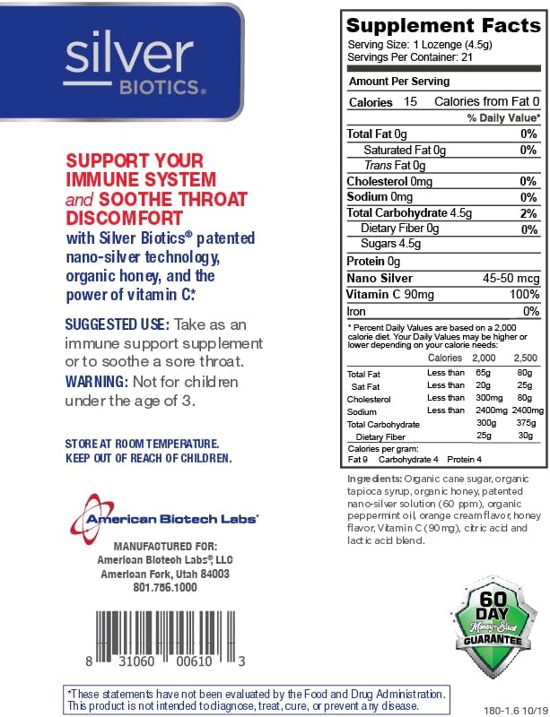 Silver Biotics Lozenges: Colloidal Silver & Honey