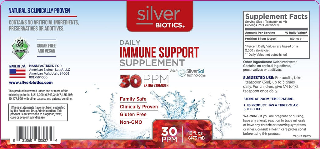 Silver Biotics Immune Support Extra Strength 30ppm