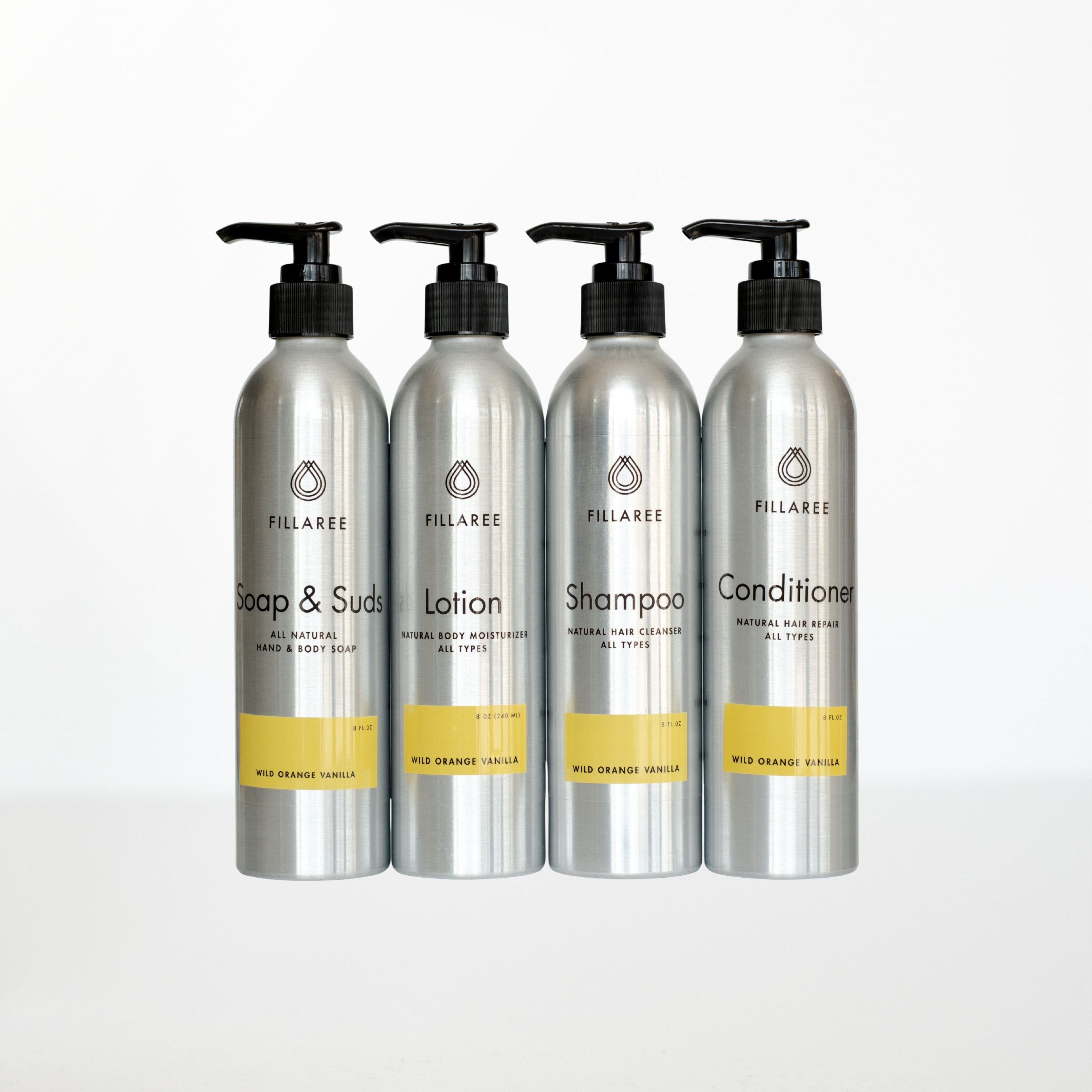 The Fillaree Four Bundle: Shampoo, Conditioner, Soap & Suds, Body Lotion