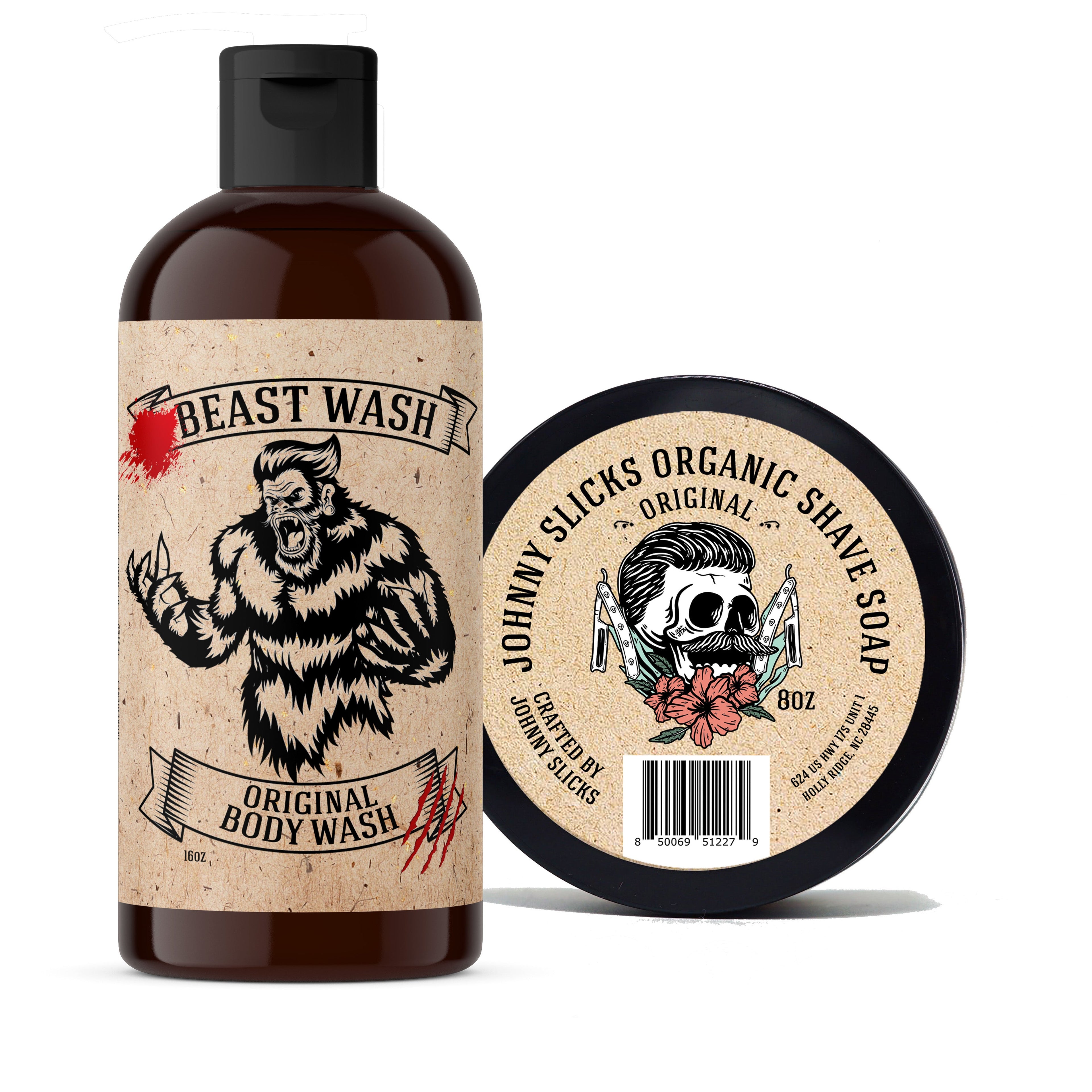 Shower Set: Organic Beast Body Wash & Organic Shave Soap