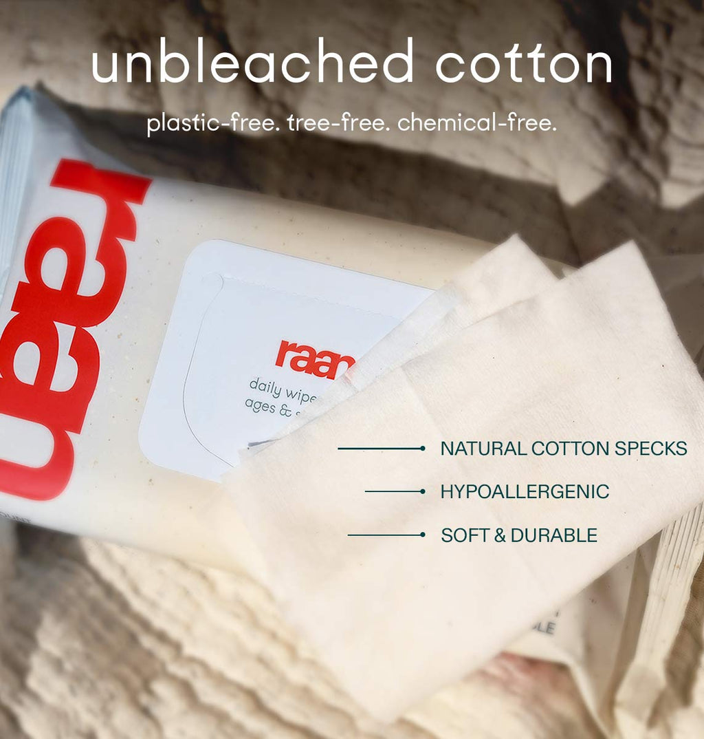 Unbleached 100% Cotton Baby Wipes