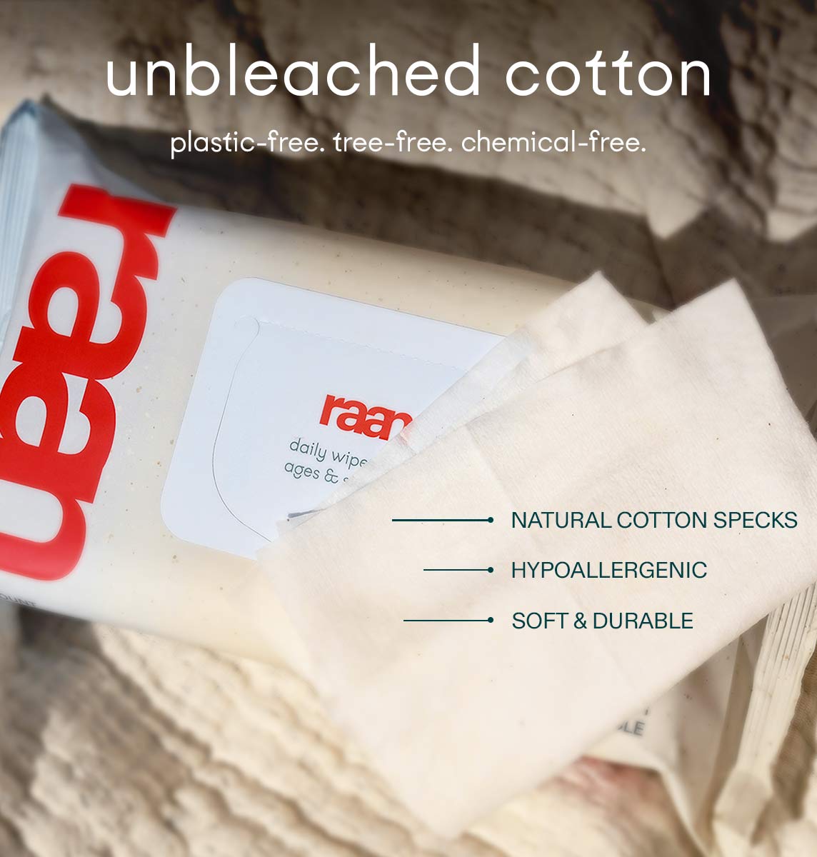 Unbleached 100% Cotton Baby Wipes