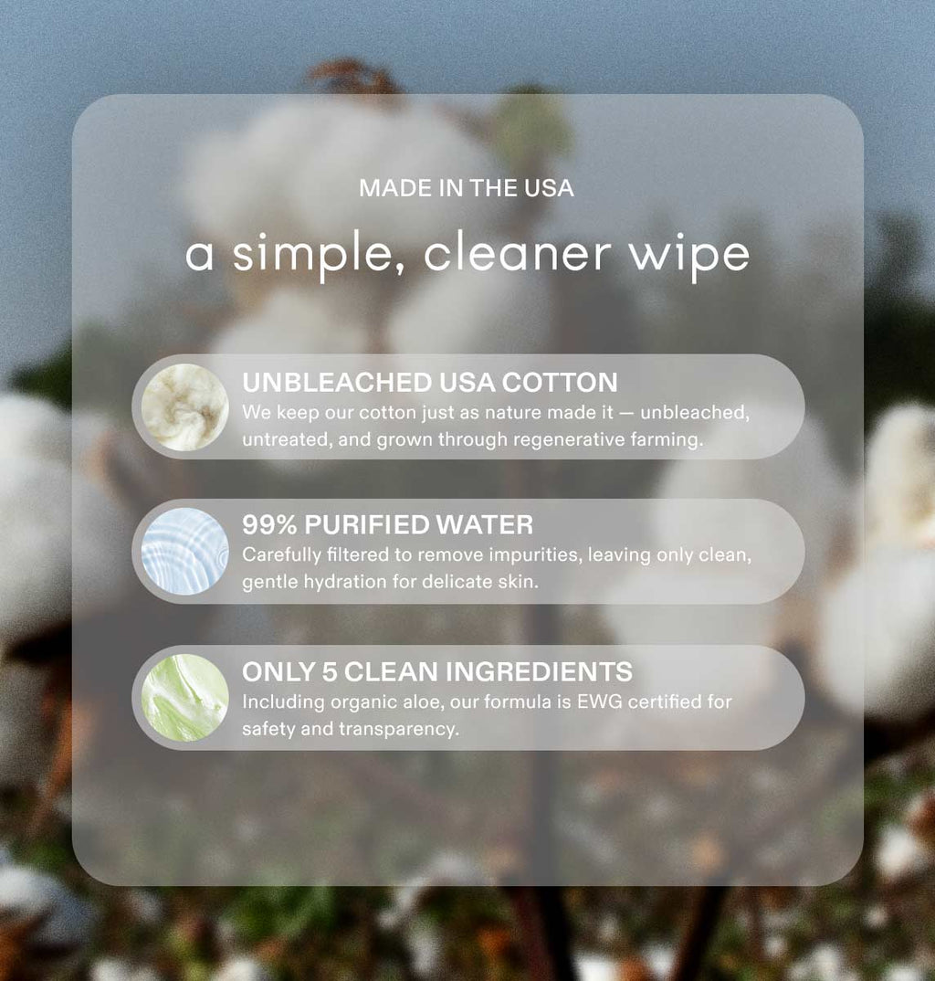 Unbleached 100% Cotton Baby Wipes